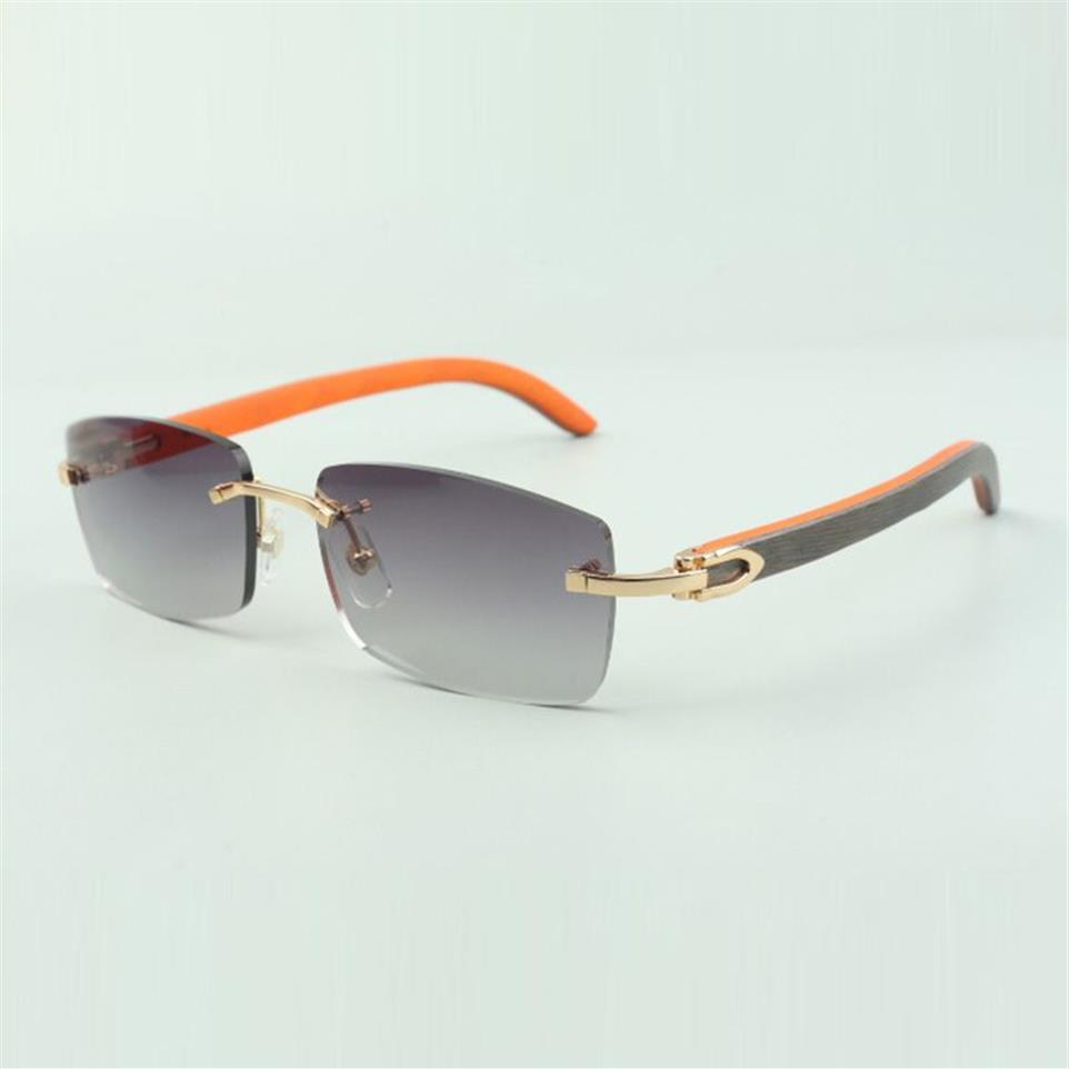 Óculos de sol lisos 3524012 com bastões de madeira laranja e lentes de 56mm para unissex256B