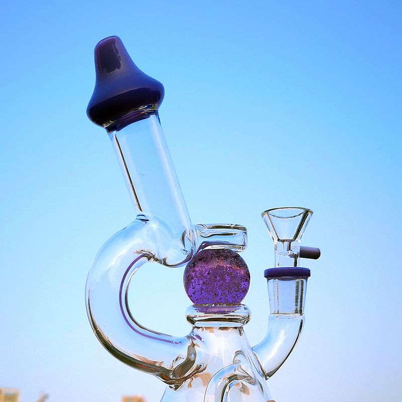 Brilham no escuro Bola Hookahs Vidro Bongs 4mm Mini Dab Rig Chuveiro Perc 14.5mm Feminino Oil Rigs Tubulações de Água com Tigela XL-341