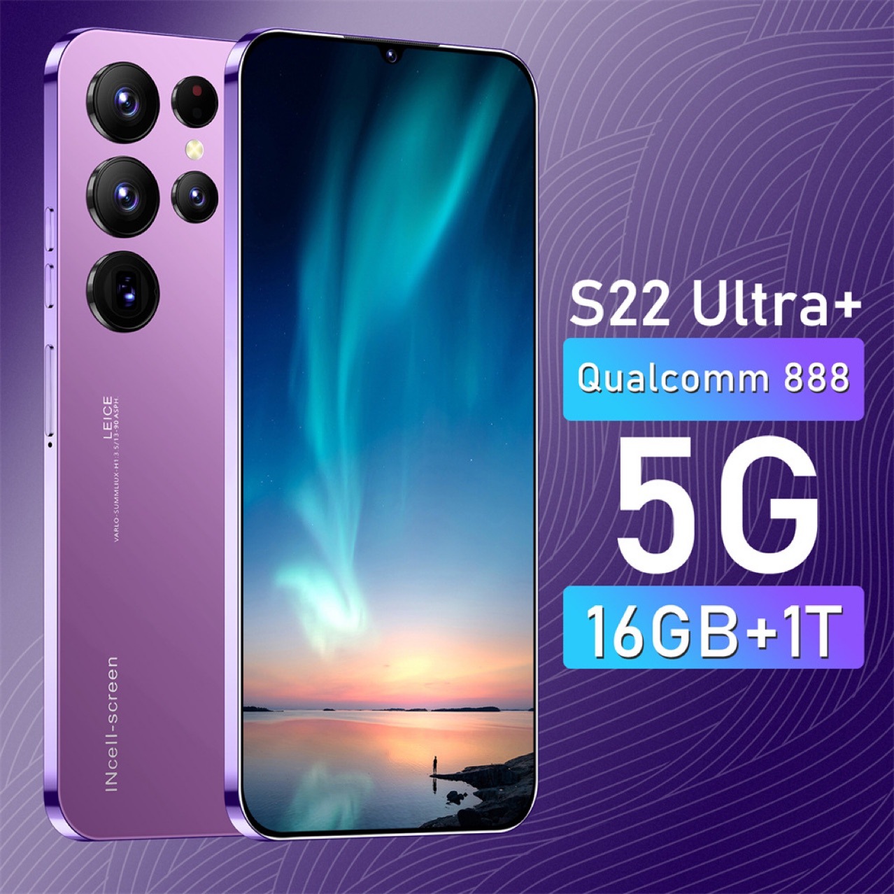 الهاتف المحمول عبر الحدود الشهير S22ULTRA Android System 2 16 شاشة كبيرة Huaqiang North Smartphone في المخزون بالجملة