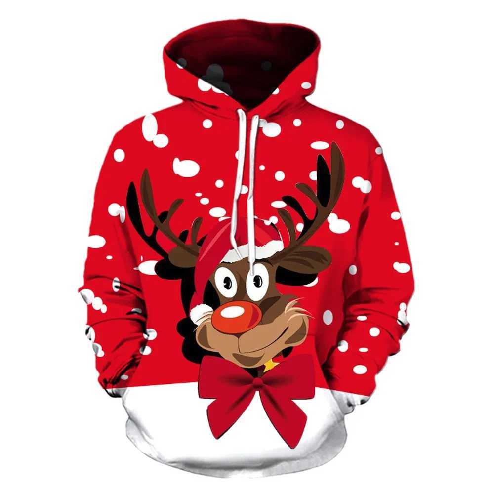 Męskie bluzy bluzy 2024 Autumn/Winter Christmas Hoodie 3D Printed Santa Claus Hoodie Street Trend zwyczajowy sport sportowy