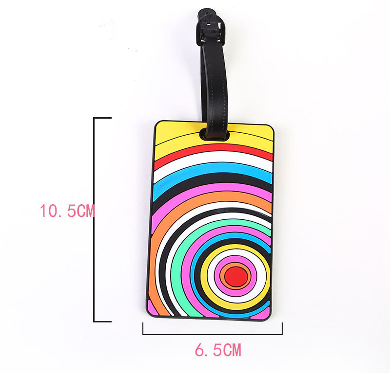 Bag Parts PVC Rainbow Dots Letter Rectangle Shaped Travel Luggage Tag Mix Color