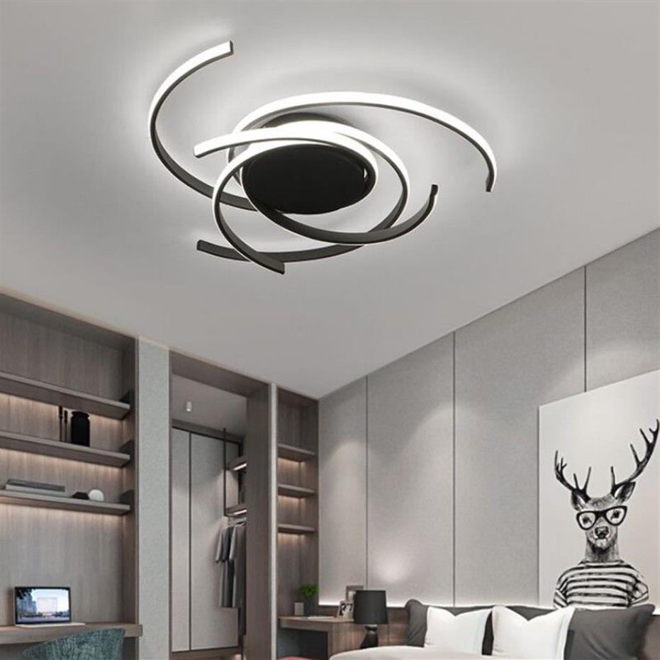 Creative Modern LED Ceiling Lights Living Room Bedroom Study Balcony Indoor Lighting Black White Aluminum Ceiling Lamp Fixture L247o
