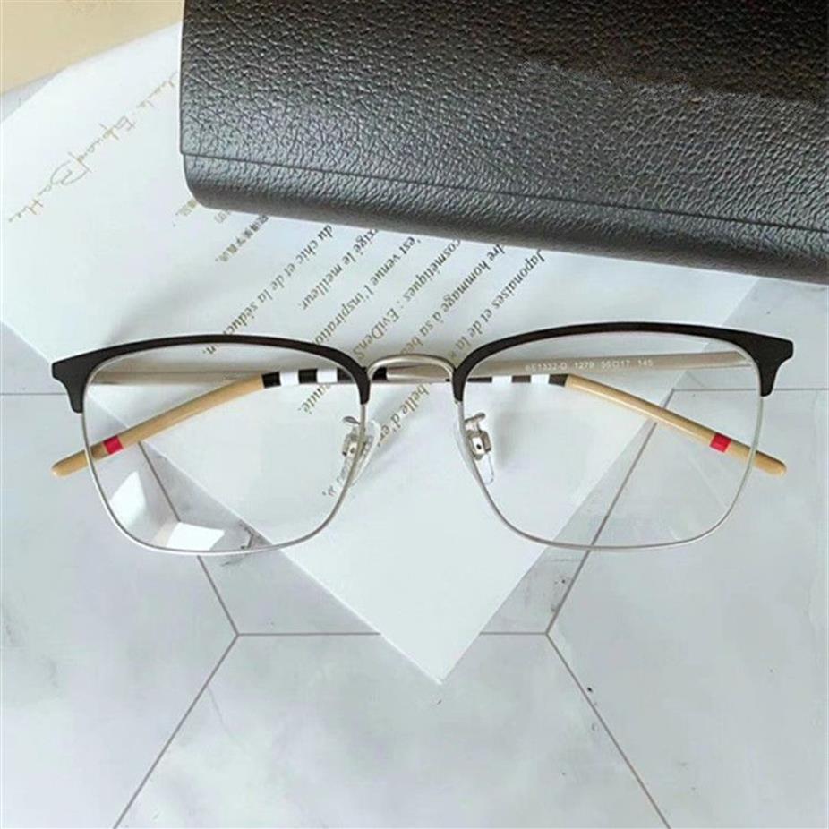 高品質のスターBE1332-DデザイナーEeybrow Big-Rim Men Glasses 56-17-145処方メガネフルスの格子型セミリムコントラスト318o