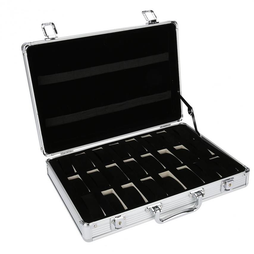 24 griglia in alluminio valigia display scatola di immagazzinaggio orologio scatola di immagazzinaggio cassa orologio staffa orologio orologio264b