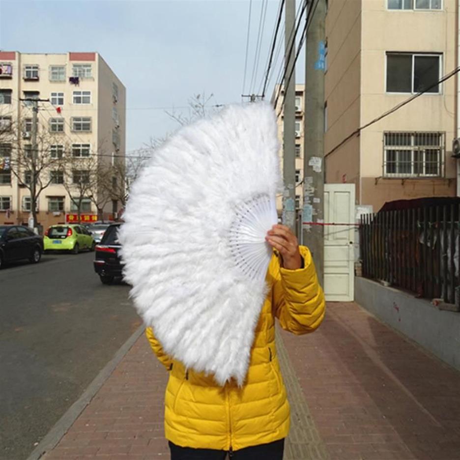 Party Favor Factory Direct s White Ladies Folded Turkey Feather Hand Fan Whole Handmade Fans For Dance Wedding Decoration 230B