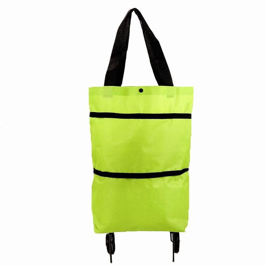 Sacs de rangement Chariot à provisions pliable Capacité 30L Sac de voyage à bagages portable réutilisable Eco Grand tissu Oxford imperméable Wo285v