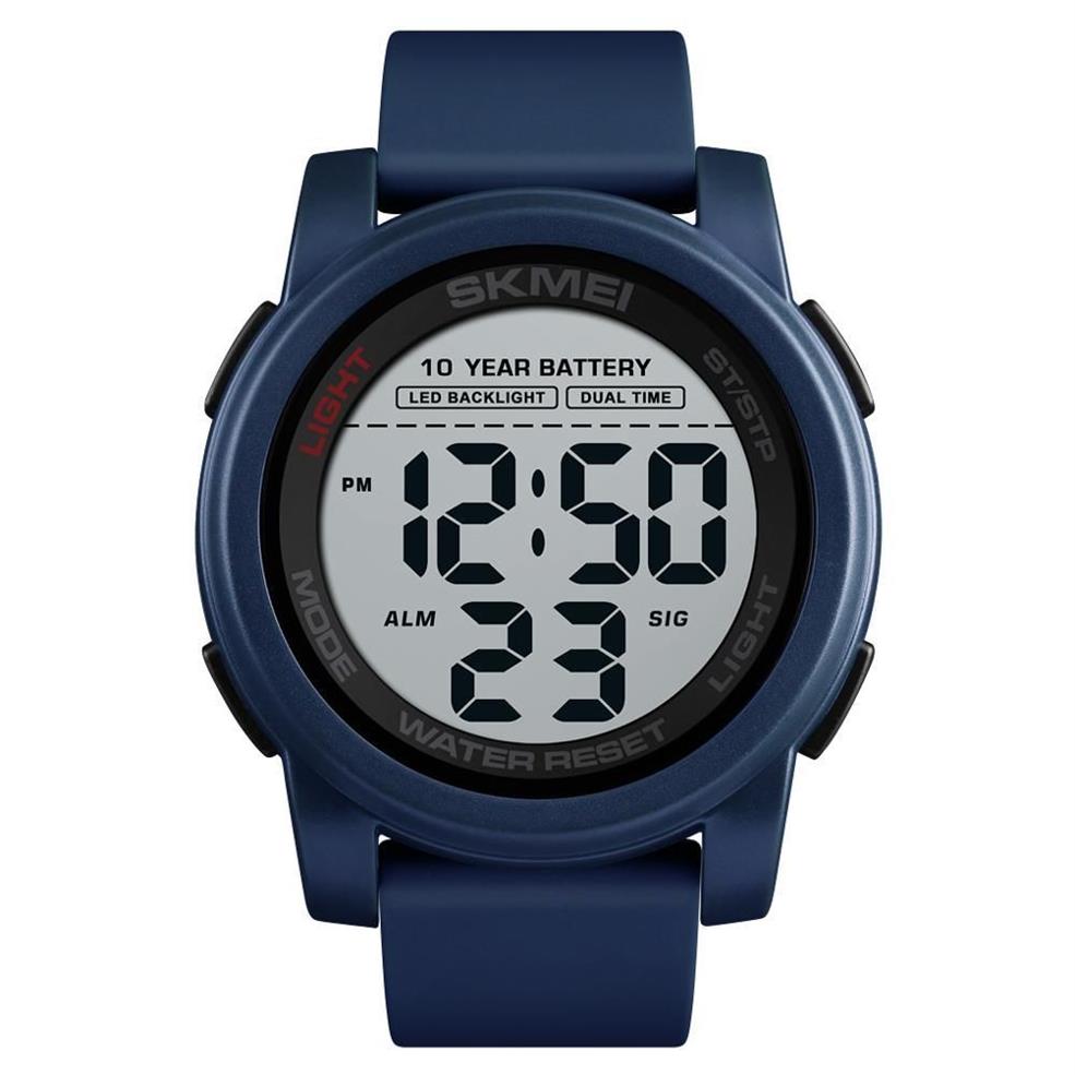 SKMEI 10 jaar batterij digitale horloges man backlight dual-time sport grote wijzerplaat klok waterdicht silicagel herenhorloge reloj 15260V