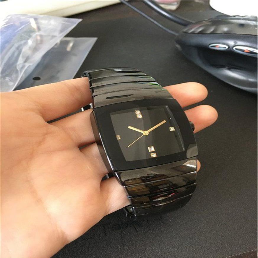 Nowe modne zegarki ceramiczne czarny ceramiczny kwarc zegarek szafirowy szklany szklany auto data nad ręką RA06337B