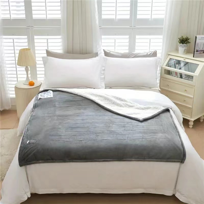 1pz Coperta Riscaldata Elettrica, Coperte Divano Letto In Flanella Morbida Lavabile In Lavatrice A Riscaldamento Rapido Con Protezione Da Surriscaldamento Con Spegnimento Automatico Grigio Blu