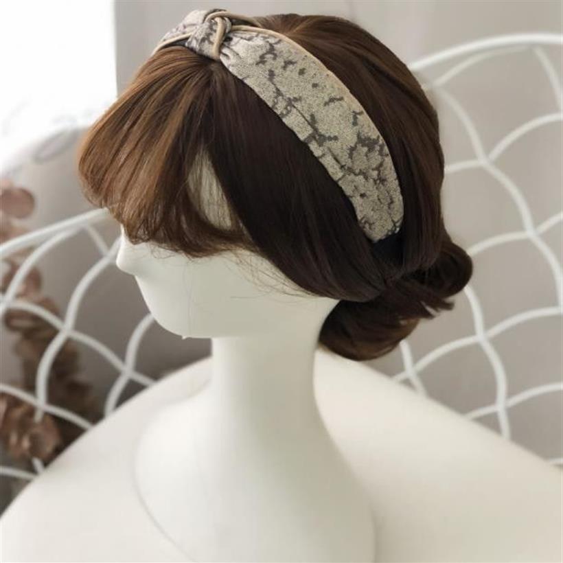 Seidenknoten Stirnband für Frauen Modedesigner Mädchen Grau Gray Print Turban Sport Yoga Haarbänder Retro Headwraps Head S283W