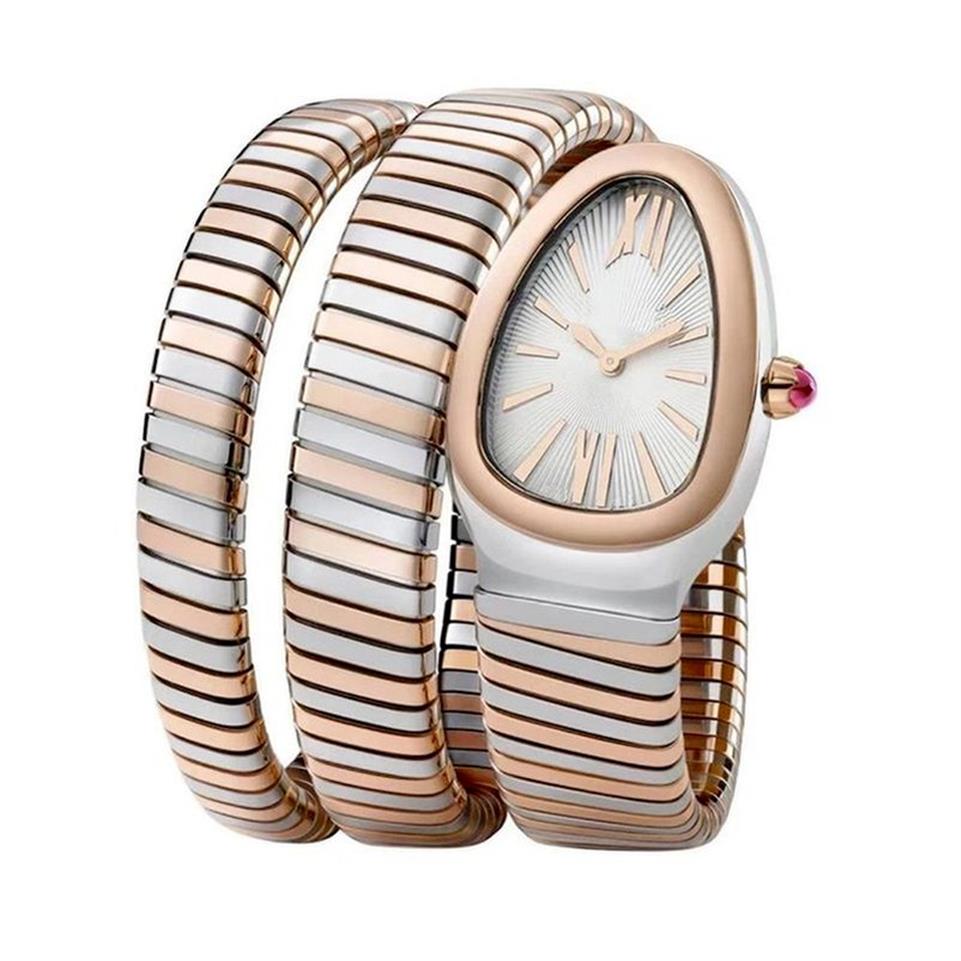 2021 New Women Watch Snake Bangle Silver Gold Long 팔찌 흰색 로마 일본 석영 스테인레스 스틸 사파이어 손목 Watch319b