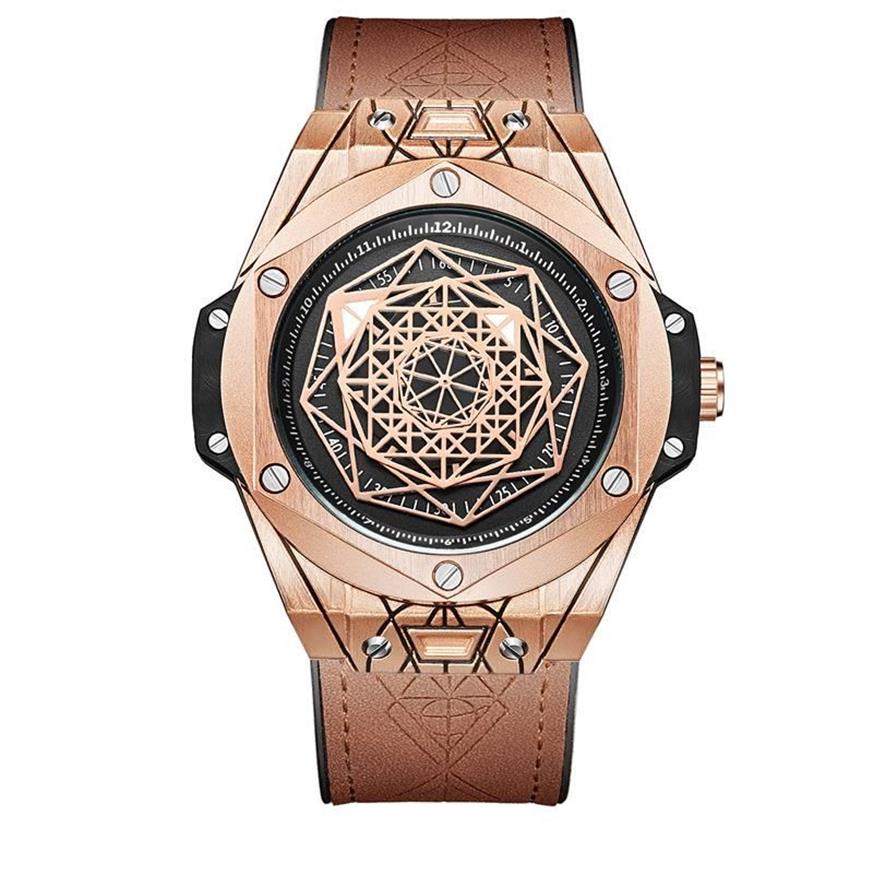 Wristwatches Men Quartz Watch Fashion Unique Sport Waterproof Leather Watches For Relogio Masculino319n