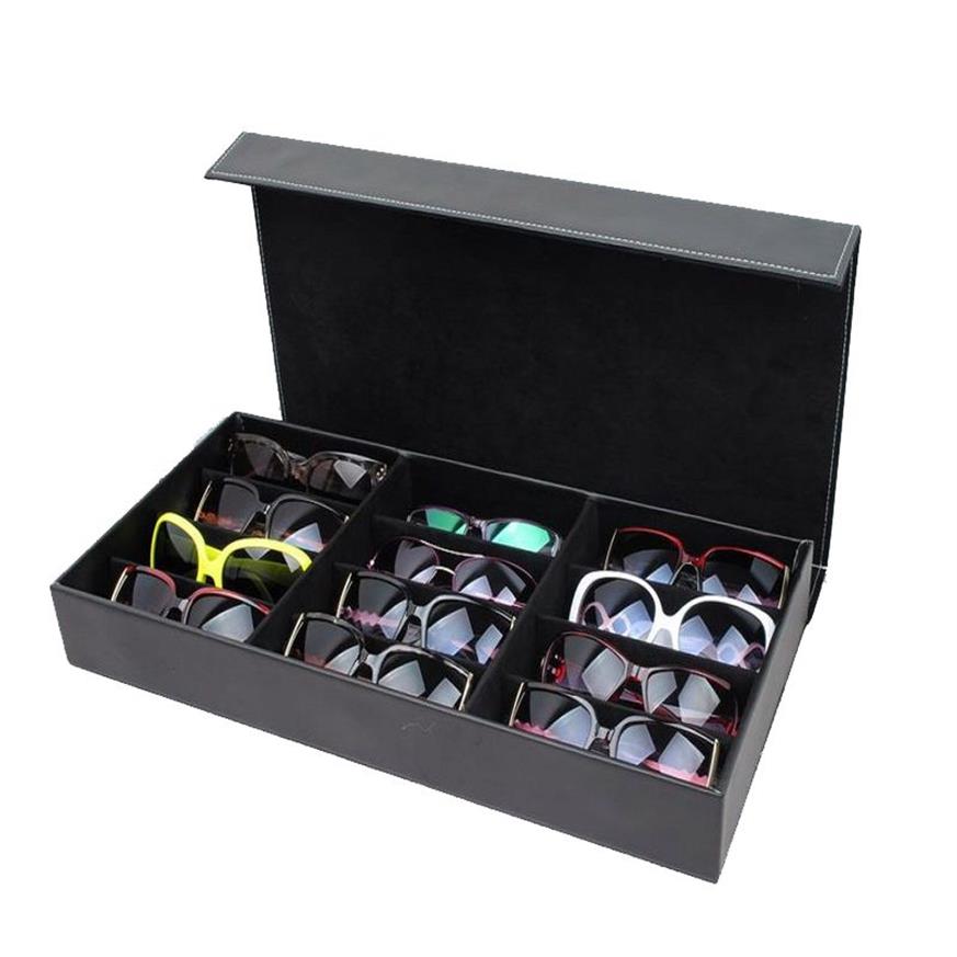 HUNYOO 12 rejilla gafas de sol caja de almacenamiento organizador gafas vitrina soporte gafas caja de gafas de sol C0116298W