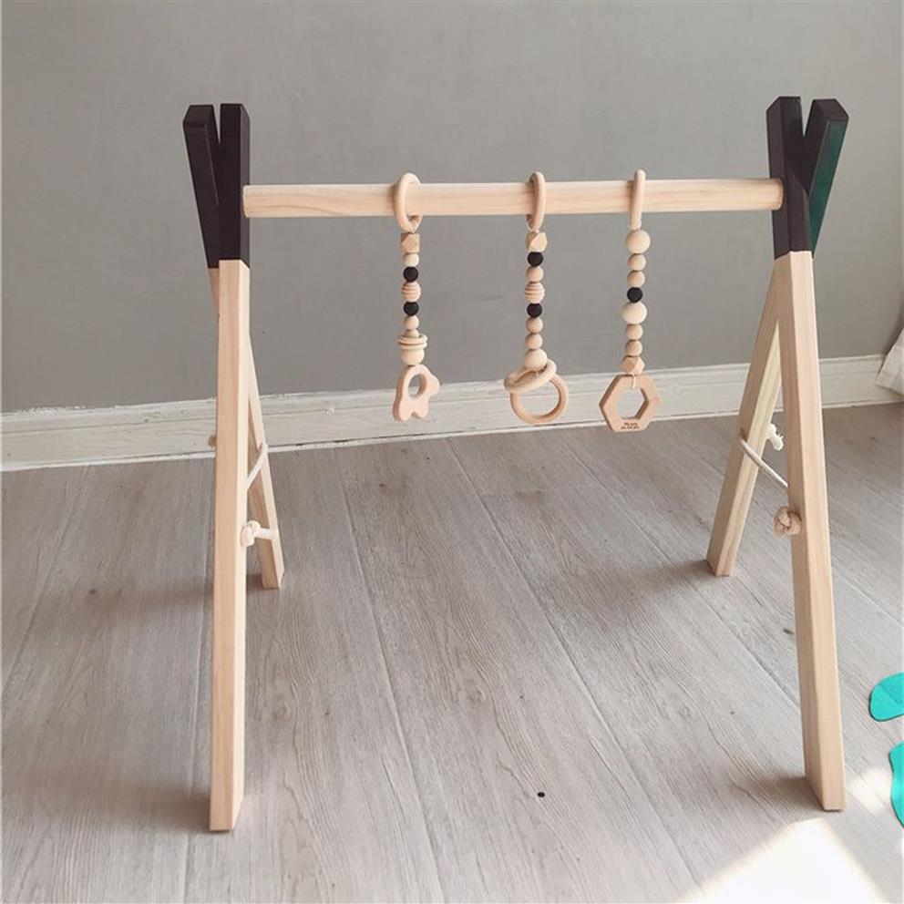 Nordischer Stil Baby Gym Spielen Kindergarten Sensorisches Ring-Pull-Spielzeug Holzrahmen Säuglingszimmer Kleinkind Kleiderständer Geschenk Kinderzimmer Dekor C1003267D