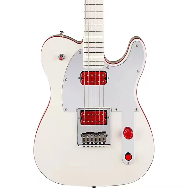 Klasyczny Red Kill Switch Arcade John 5 Ghosts White Electric Guitar Dual Red Body Binding Red Red Pickups Mirror Pickguard