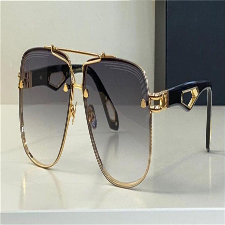 Top Man Fashion Design Solglasögon King II Square Lens K Gold Frame High-End Generous Style Outdoor UV400 Protective Eyewear246o
