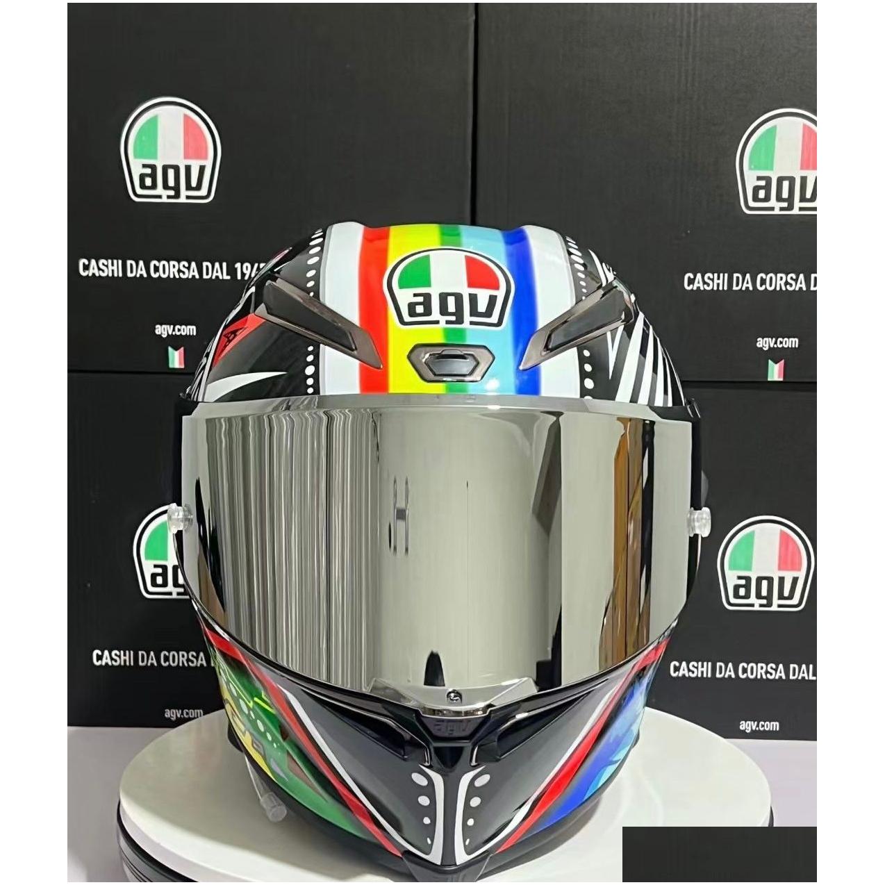 Motorcycle Helmets Agv Motocross Motorcycle Helmet Pista Gp Rr Italian Carbon Fiber Fl Running Seasonal Limited Edition World Title Di Otwfs