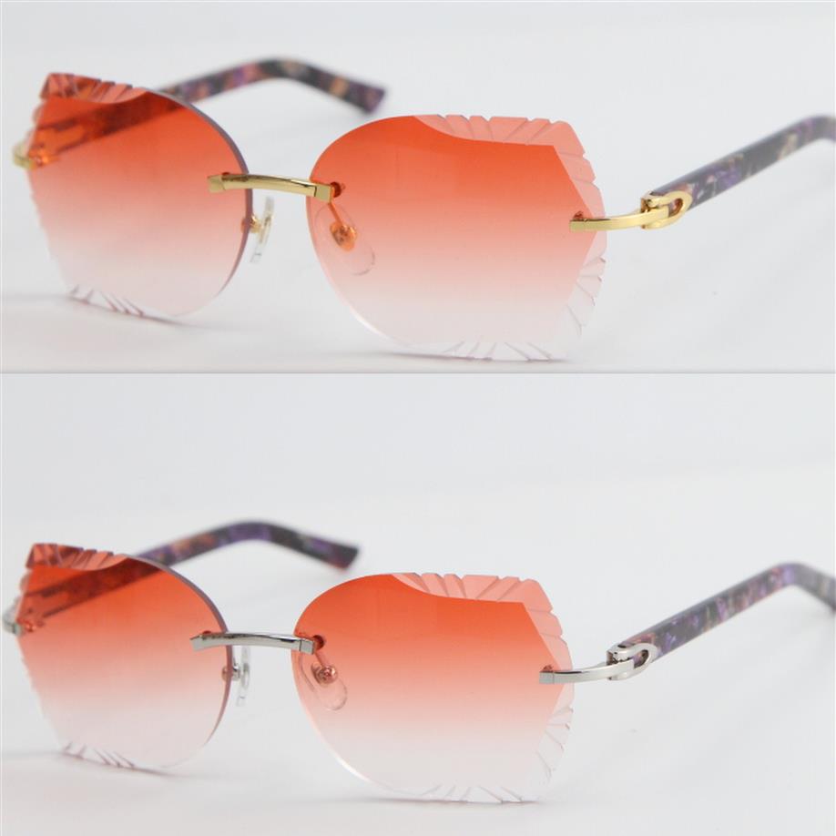 Large Square 8200762 Rimless Purple Plank Sunglasses High quality New fashion vintage glasses outdoors driving glasses design 297Y