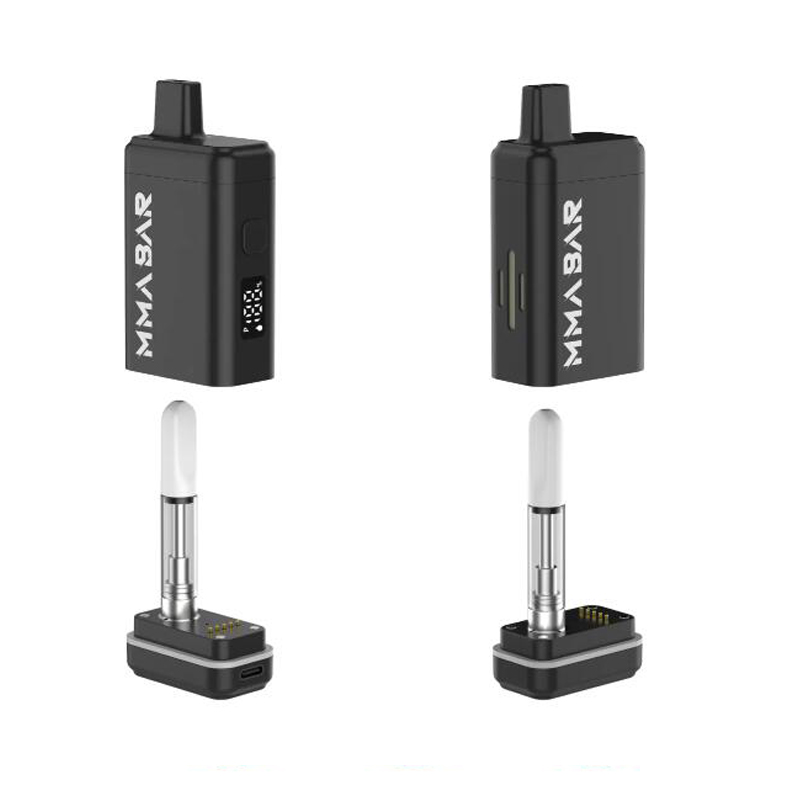 Batteria digitale MMA BAR con schermo Dispositivo sigaretta elettronica in ceramica Tipo C Ricarica rapida Preriscaldamento Penna Vape Tensione variabile cartucce da 0,5/0,8/1,0 ml