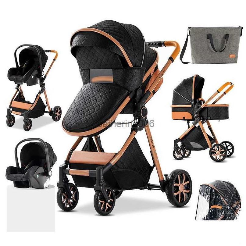 luxury born baby stroller 3 in 1 high landscape stroller reclining baby carriage foldable stroller baby bassinet puchair l230625