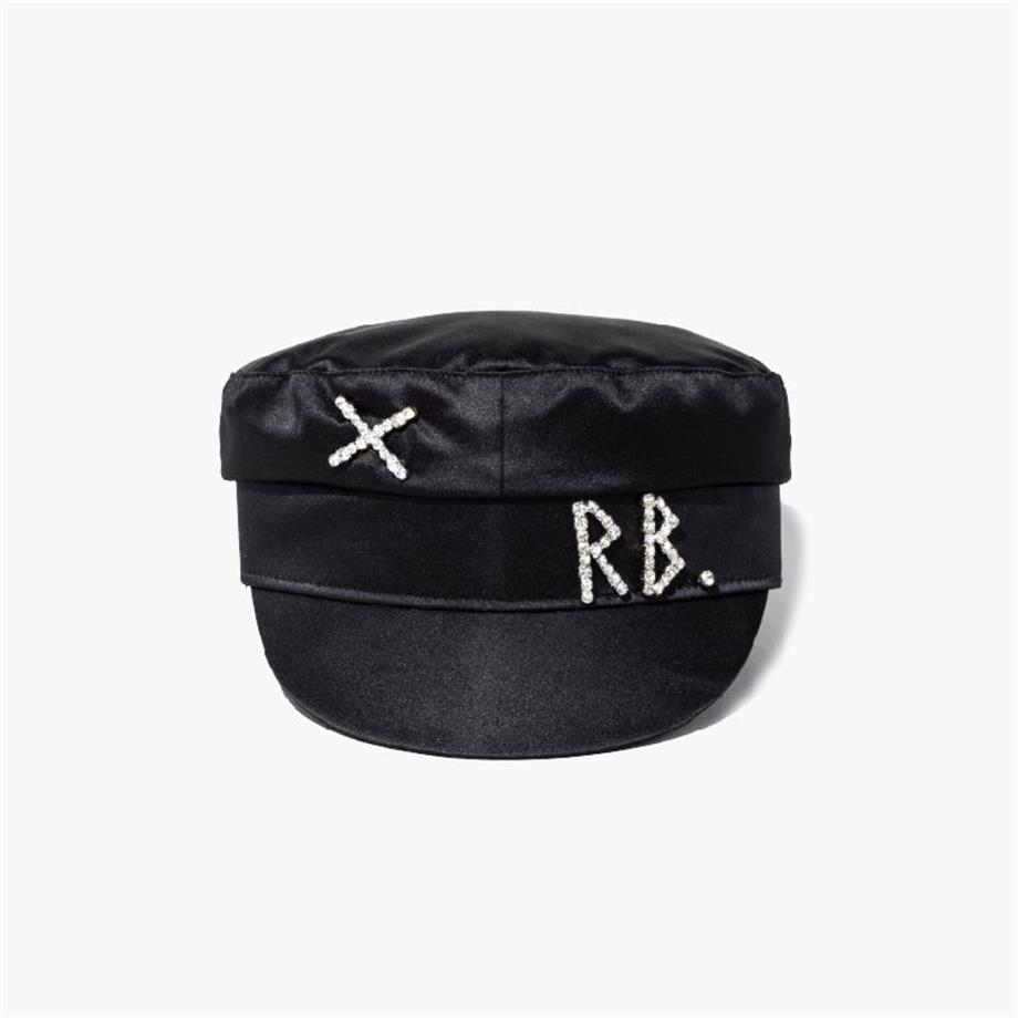 بسيطة حجر الراين RB قبعة النساء رجال شارع أزياء الأزياء القبعات قبعات بيريتس أسود شقة أعلى كبسولات 242 ب