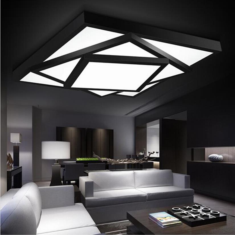 Moderne eenvoudige metalen kunstplafondlamp Geometrische LED-inbouwverlichting Vierkante kroonluchters Geschilderde afwerking voor woonkamer Slaapkamer335C