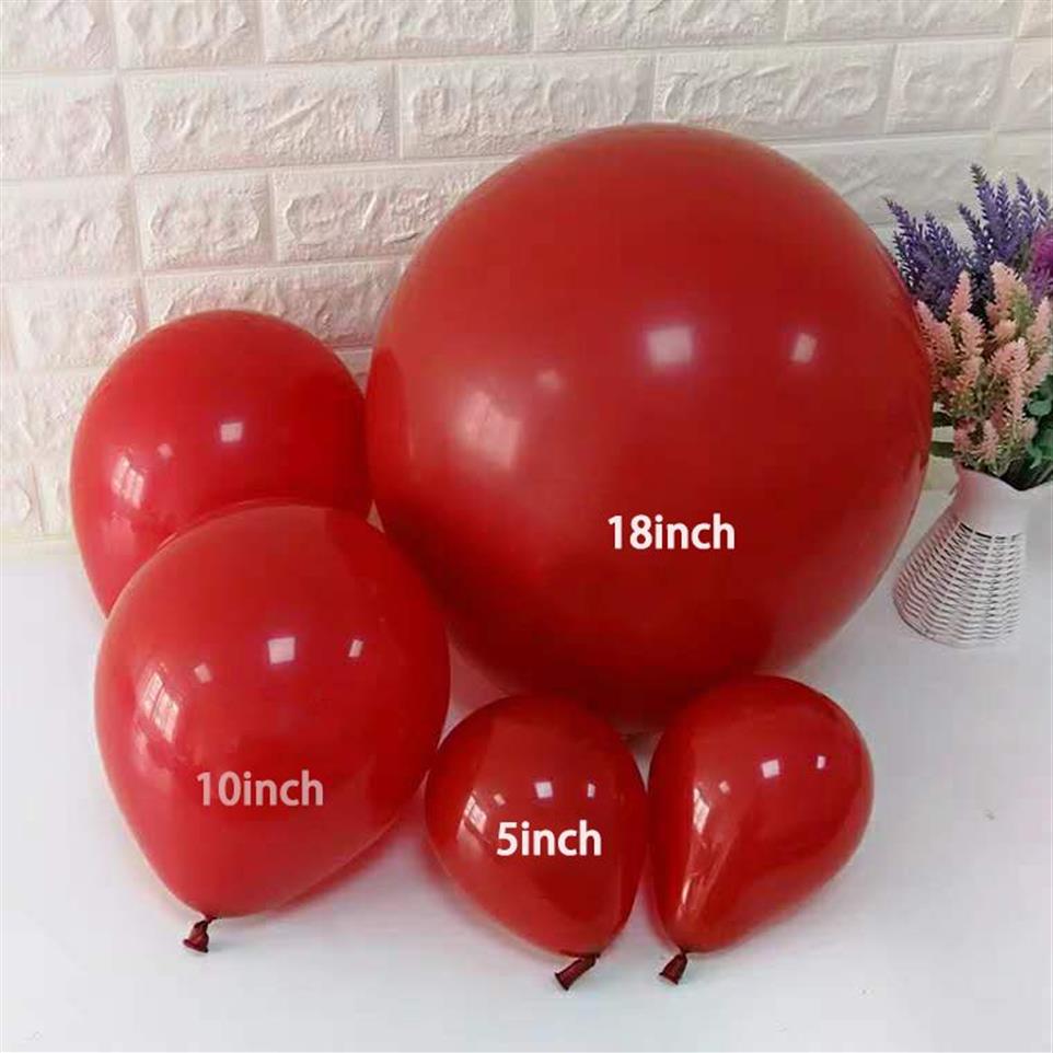 Romantico palloncino rosso rubino Grandi palloncini rotondi in lattice Regali 5 10 12 18 pollici Forniture matrimoni romantici Decorazione feste di compleanno Y0107215c