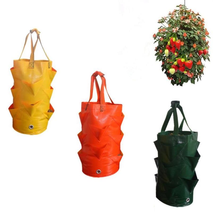 Strawberry Planting Growing Bag 3 liter Multi-Mouth Container Bag Grow Planter Pouch Root Bonsai Plant Pot Garden Supplies W2215Z