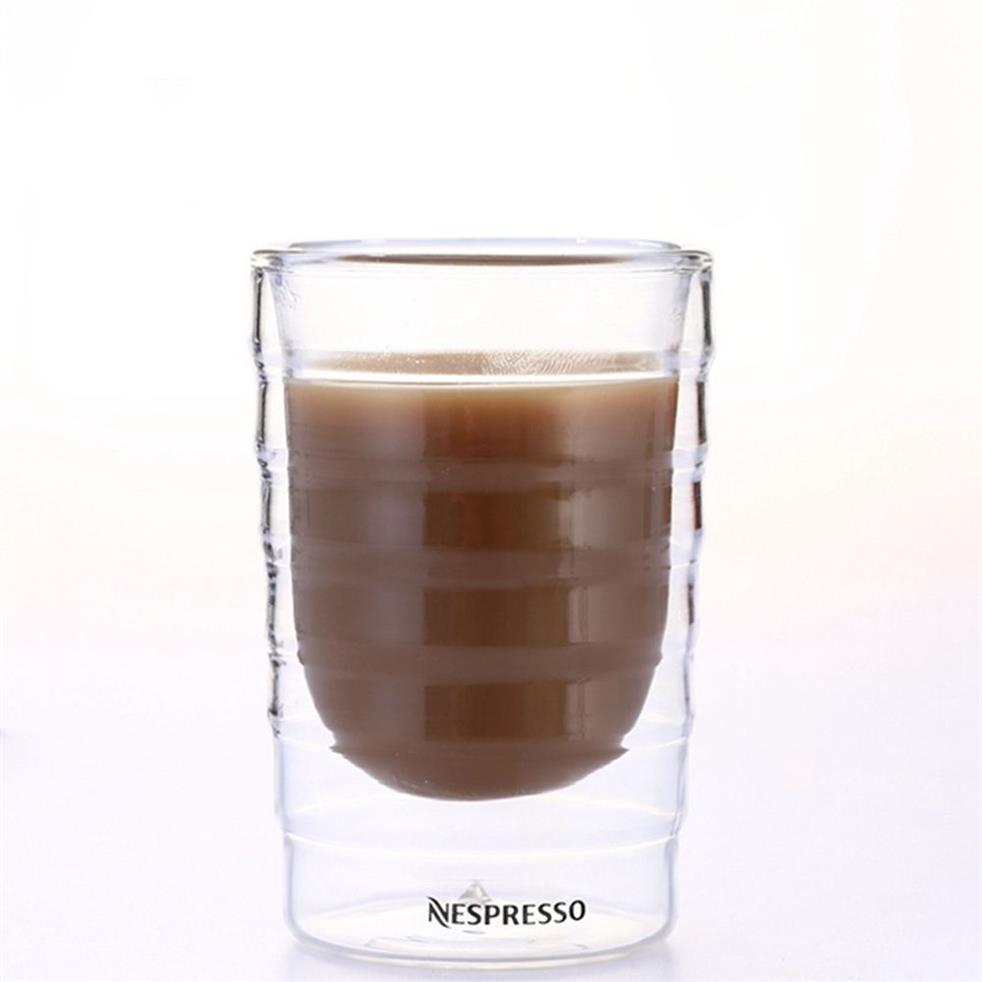 6 pz / lotto Doppio strato Resistenza al calore Proteine del siero di latte Nespresso Tazze da caffè Tazza da caffè espresso Vetro termico 150 ml Regali L0309282K