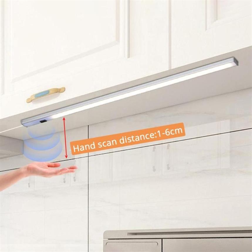 Alimentado inteligente led cozinha luz mão sensor de varredura lâmpada backlight alto brilho para armário guarda-roupas gaveta 30 40 50 cm225f