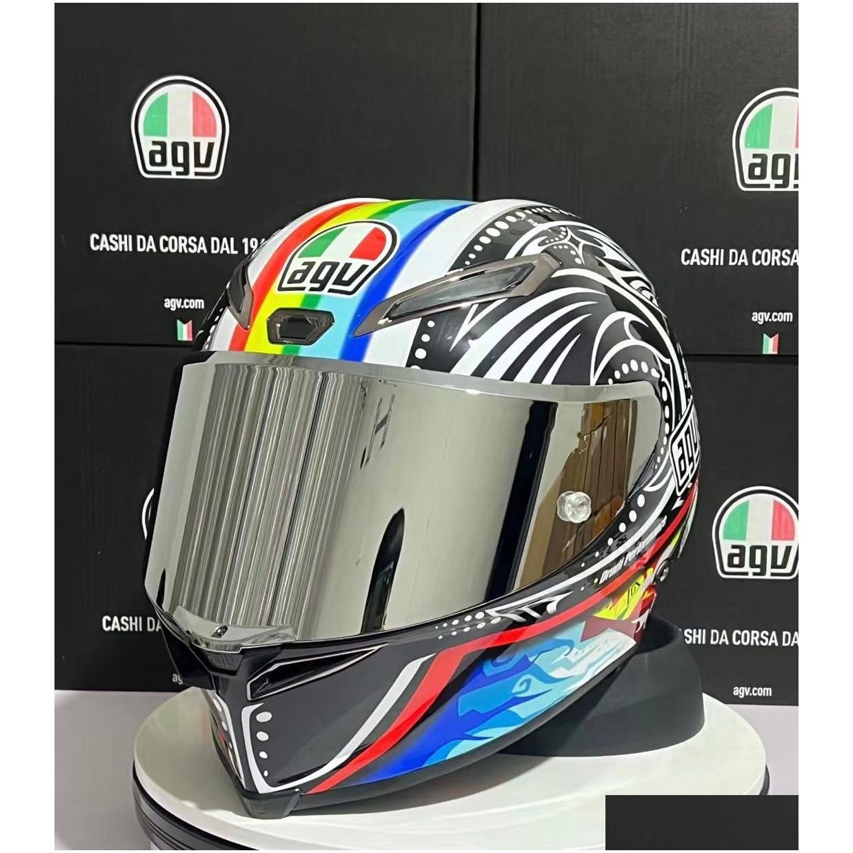 Motorcycle Helmets Agv Motocross Motorcycle Helmet Pista Gp Rr Italian Carbon Fiber Fl Running Seasonal Limited Edition World Title Di Otwfs