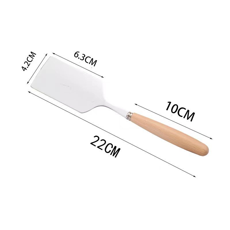 Stainless Steel Square Head Steak Cooking Spatula Wood Handle Pizza Shovel Pancake Beef Turner Scraper BBQ Tools Cooking Utensils Q824