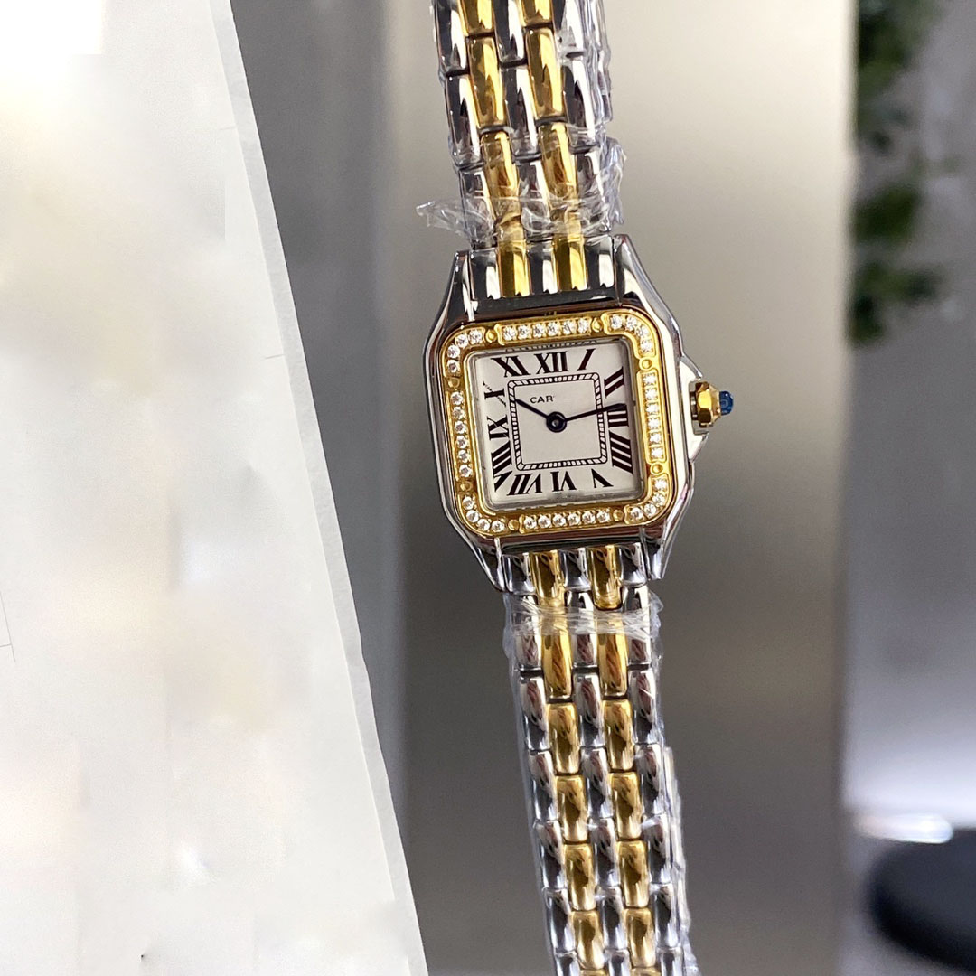 Women's quartz watch with diamond inlaid square surface design Roman digital fashion high quality watch