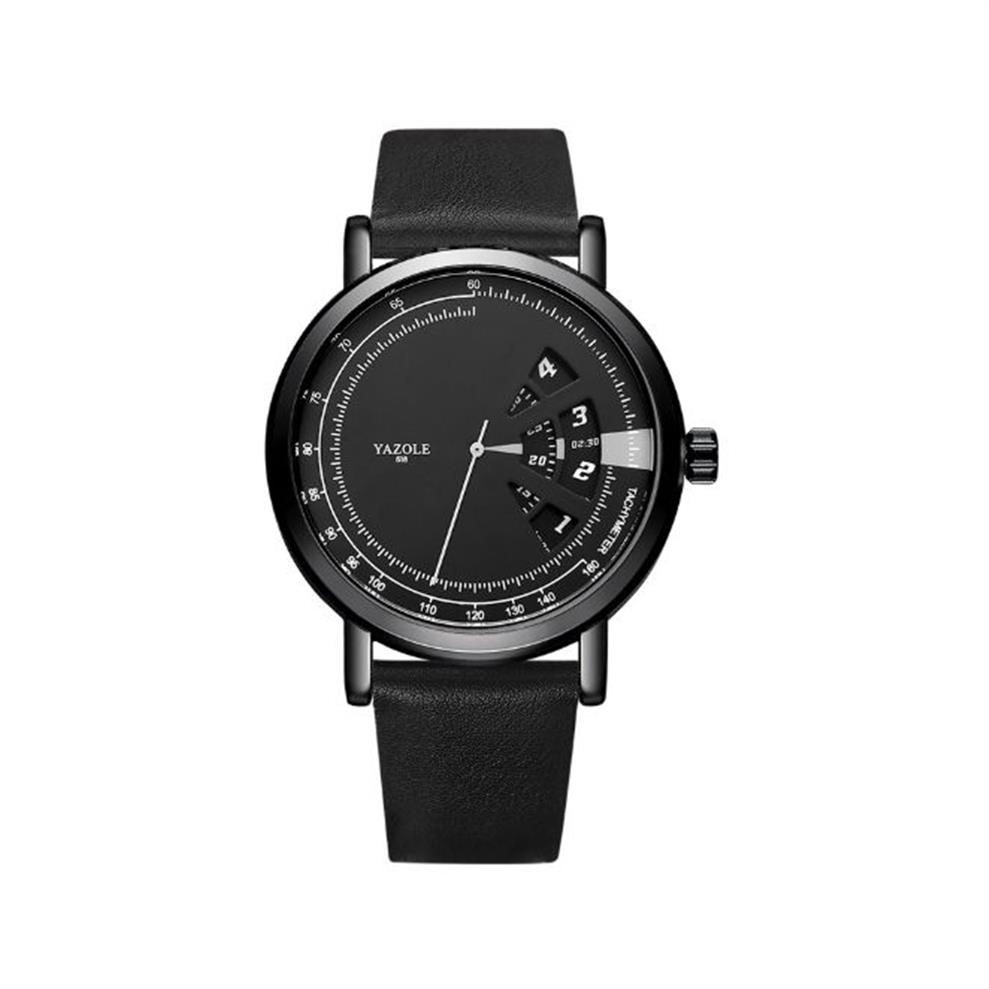 Yazol Fashion Creative Dial Personality Turntable Design Mens Titta på smart sportvärld Tidsklockor Läderband Male Wristwatch300y