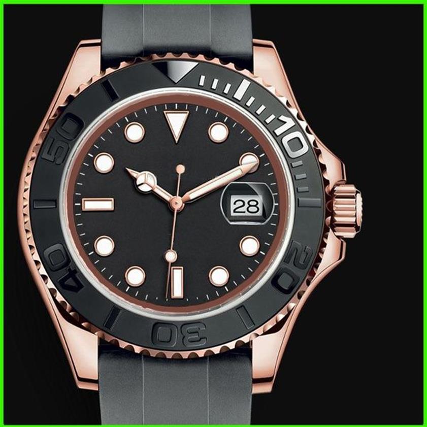 Tous les styles de haute qualité automatique 2813 mouvement Yatch Master II Montre hommes cadran noir élastique mâle Montre Homme321J