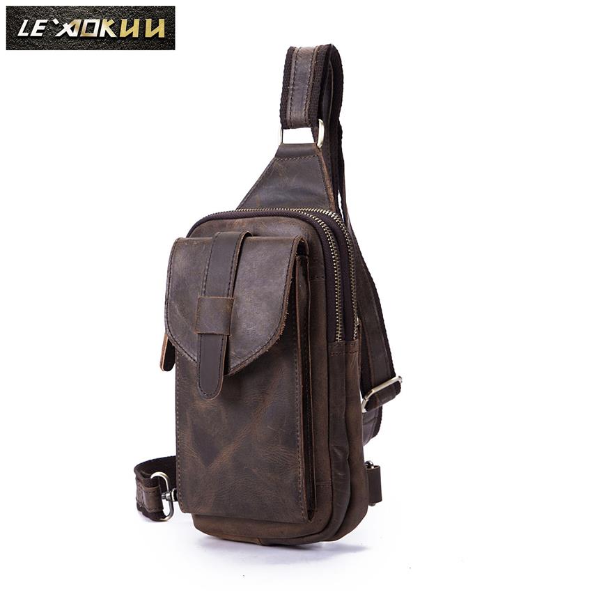 Taille Tassen Top Kwaliteit Men Origineel Leather Vintage Design Fanny Wasit Chest Pack Bag Sling Crossbody Bag Daypack XB571-DB 2103052116