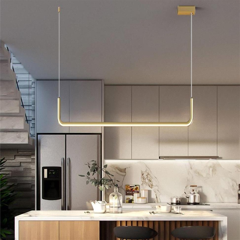 Ljuskronor nordisk minimalistisk personlighet matbord ljuskrona modern kreativ bar hängande lampor led aluminium strip office lam265v