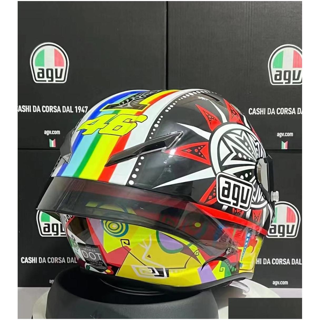 Motorcycle Helmets Agv Motocross Motorcycle Helmet Pista Gp Rr Italian Carbon Fiber Fl Running Seasonal Limited Edition World Title Di Otwfs