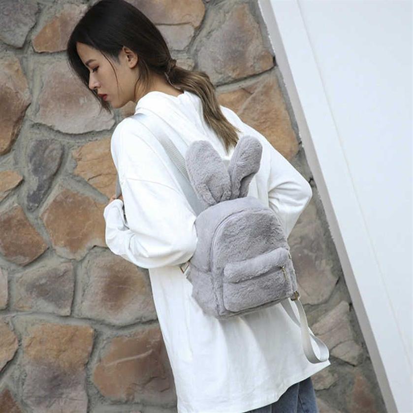 배낭 Ranhuang New 도착 2022 Winter Women 's Plush Backpack Girls 귀여운 배낭 작은 배낭 핑크색 Mochila Feminin201F