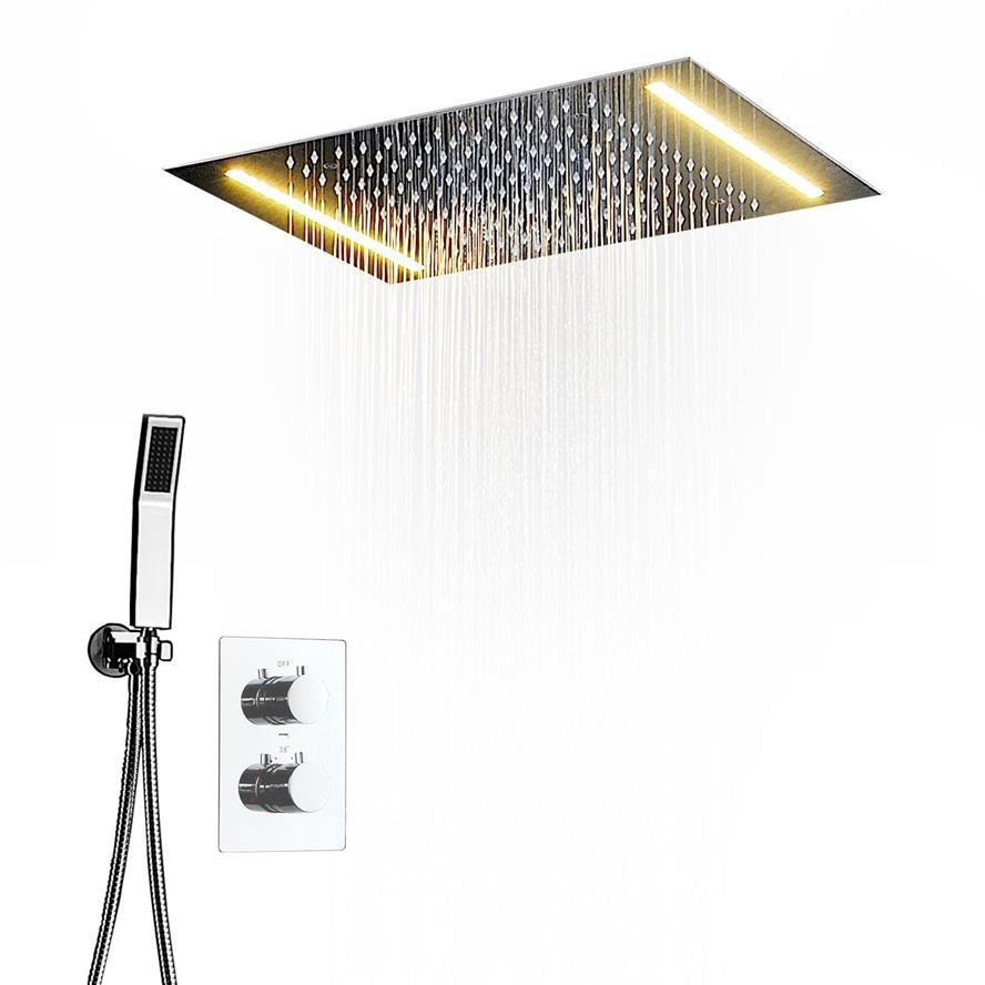 LED Multi-functional Lights Bathroom Shower Set Accessories Faucet Panel Tap and cold water Mixer LED Ceiling Head Rainfall Wa3073