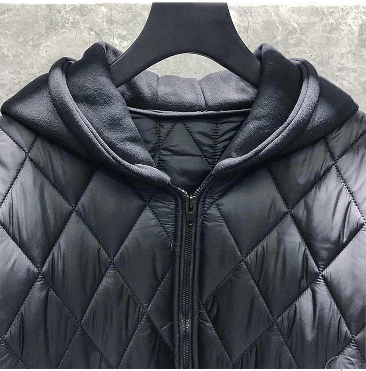 Nueva chaqueta de invierno engrosada para hombre, chaqueta a prueba de viento para exteriores de diseñador a rayas, chaqueta con capucha para exteriores, chaqueta suelta a prueba de viento y cálida