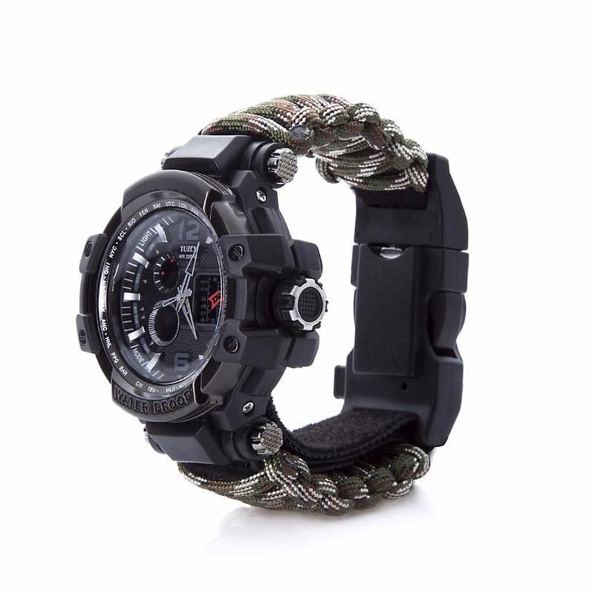 Partia Favor Product Explosion Watch wielofunkcyjny wodoodporny wojskowy Bransoletka Paracord Camping Turing Gear207L