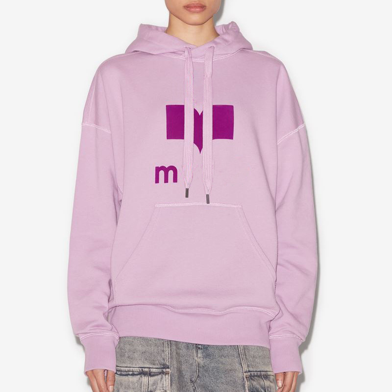 2024SS Isabel Marantt Designer Sweatshirt Fashion Hoodie Classic Letter Printed Terry Cotton tröja Kvinnor Kläder Purple S-L