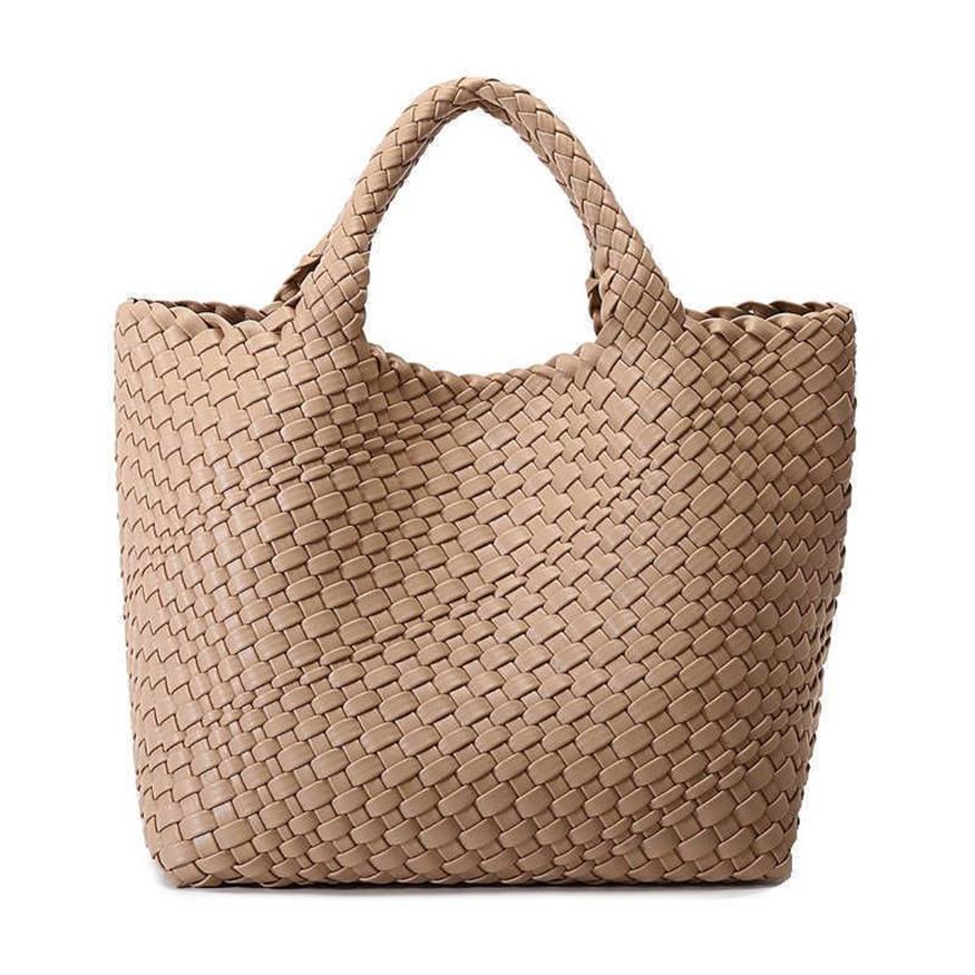 Avondtassen Handgemaakte geweven schoudertas voor vrouwen Vegan lederen draagtas Grote strandreizen Handtassen en portemonnees Designer Basket B2675