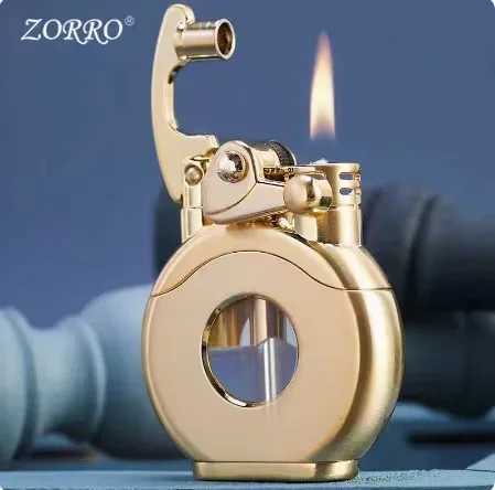 ZORRO Creative Rocker Grinding Wheel Windproof Kerosene Lighter Transparent Fuel Tank Visual Men's Cigarette