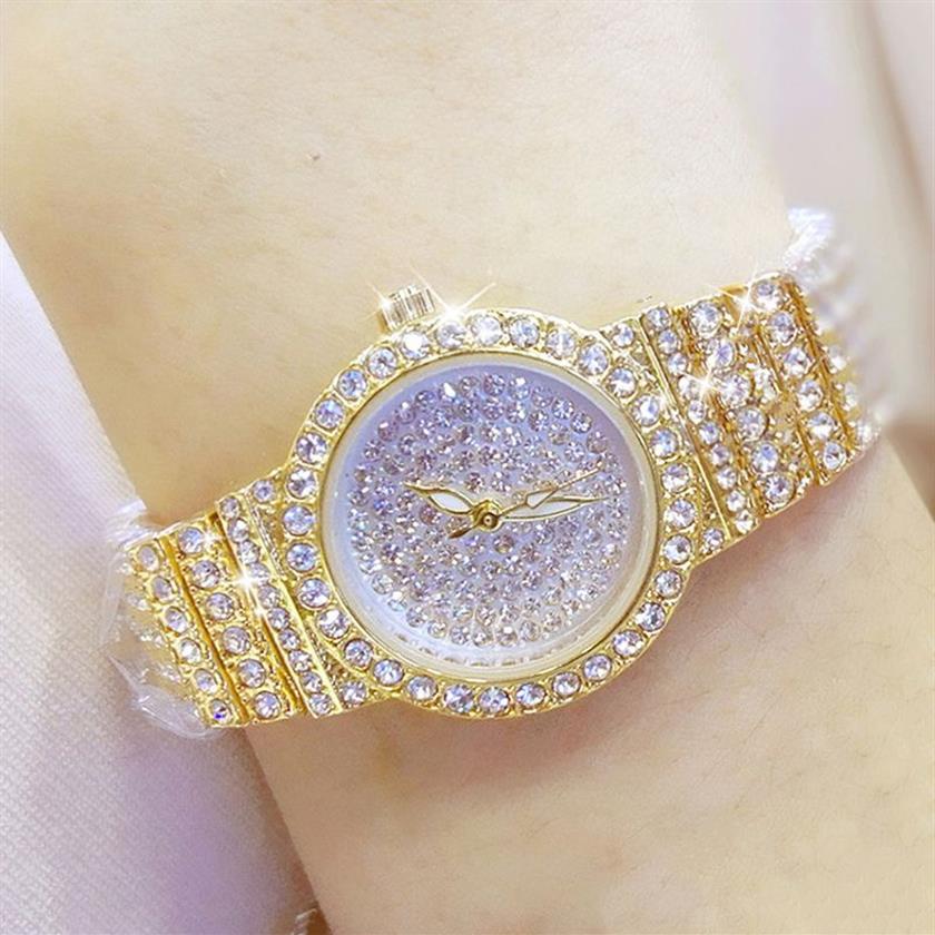 Bs Bee Sister Diamond Women Watches Small Dial Female Rose Gold Watches Ladies Stainless Steel Lock Bayan Kol Saati1321y