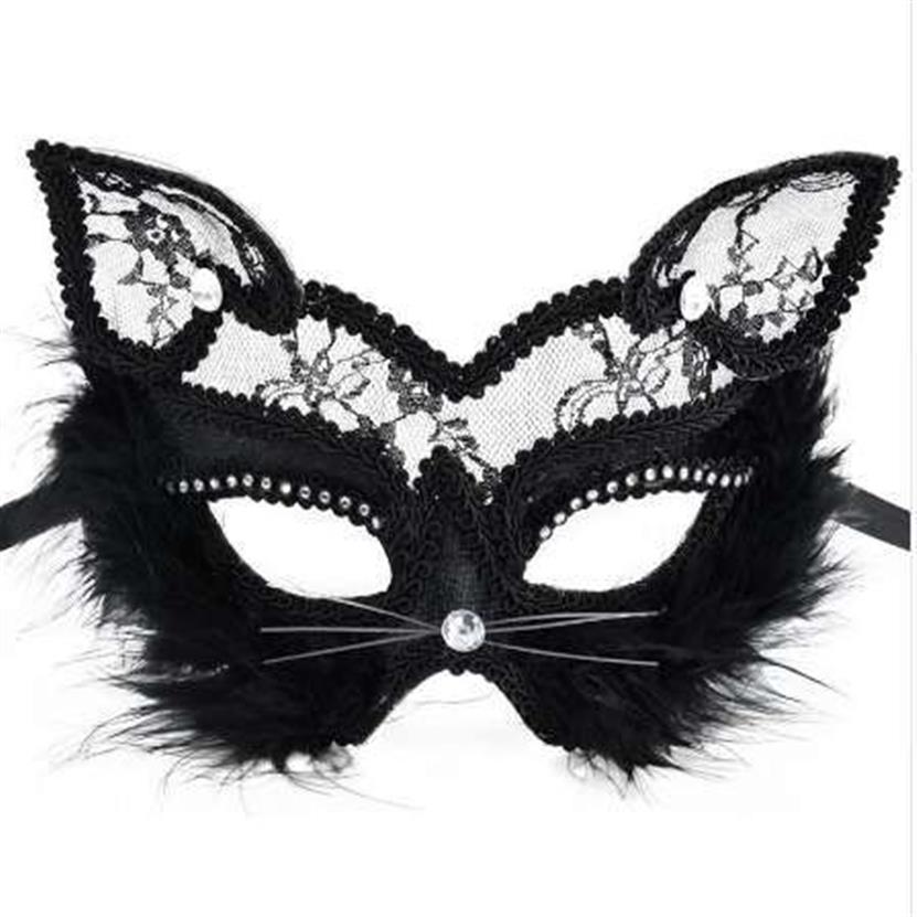 19 8cm Maschere di volpe Maschera di gatto di pizzo sexy PVC Nero Bianco Donne Maschera di ballo in maschera veneziana QERFORMANCE Maschere divertenti2673