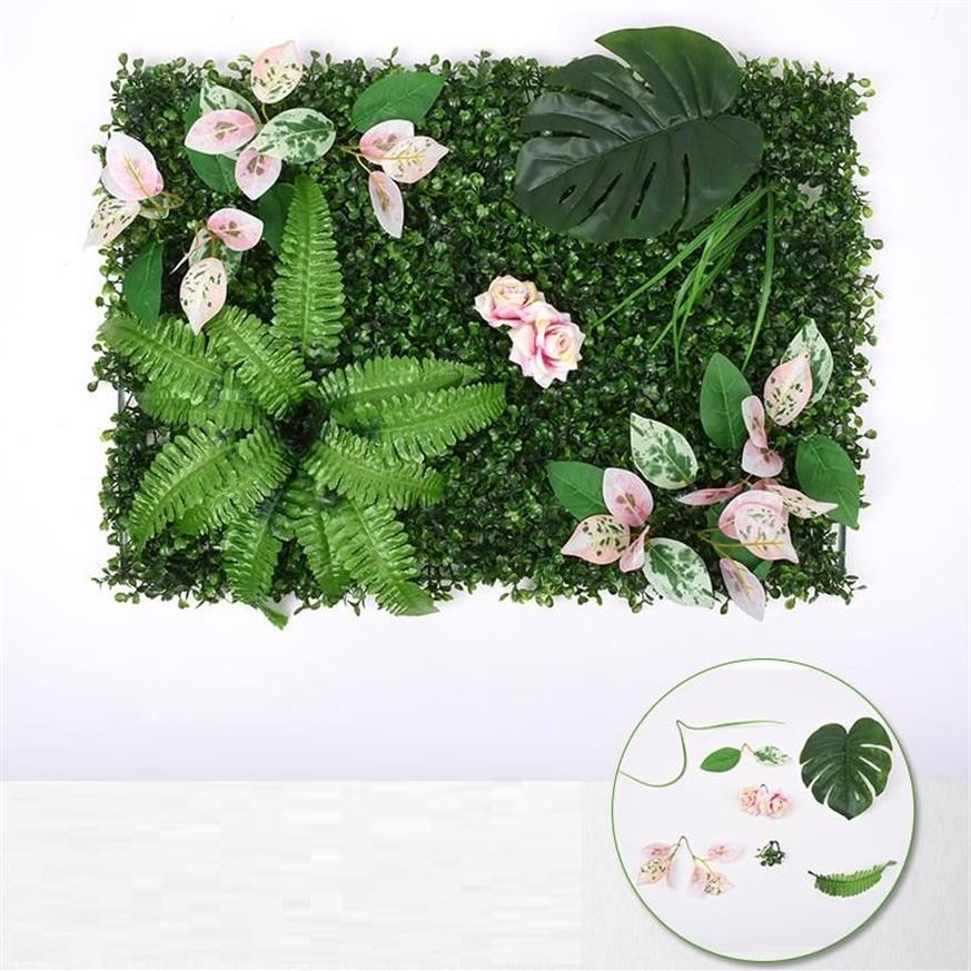 Green Monstera Artificial Boxwood Hedge Covers Fern Plants Wall Panel Leaf Fence Greenery Hanging Fake Plant Decor Decorative Flow272G