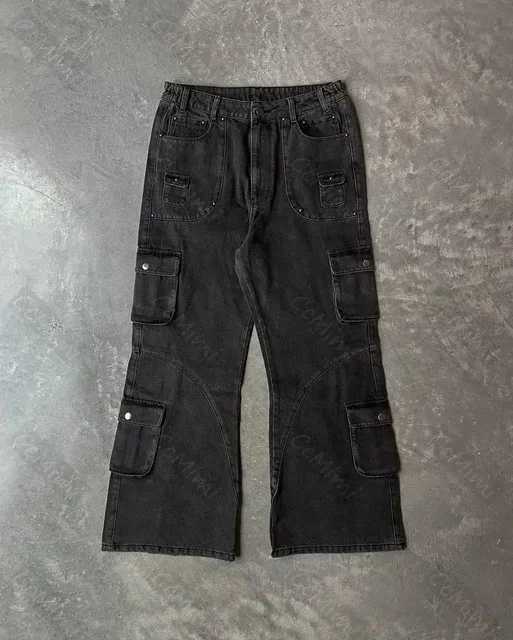 Jeans pour hommes Pantalons Baggy Jeans Rétro Drapé Ample Pantalon Large Casual Grande Poche Pantalon Cargo Y2k Denim Hommes Déchirés Vêtements Pour Hommes L231122