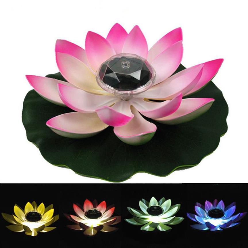 Solar angetriebene LED Lotus Blumenlampe wasserfeste Outdoor schwimmendem Teich Nachtlicht für Pool Party Gartendekoration C19041702256t